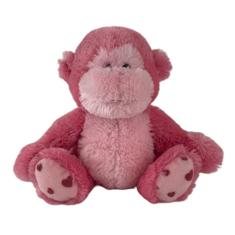 Russ‎ Berrie Coby Monkey 9” Plush Pink Hearts Valentine Ape Gorilla Stuffed Toy